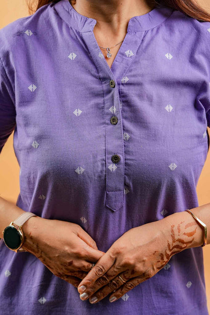 KOSHI- PURPLE HANDLOOM WOVEN KURTA