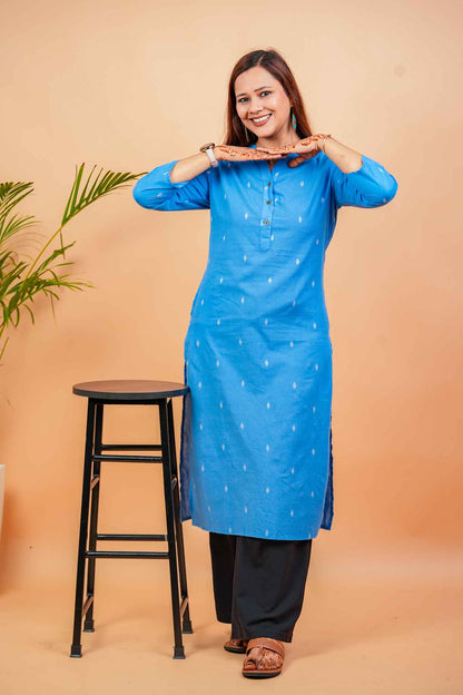 KERI- BLUE HANDLOOM WOVEN KURTA