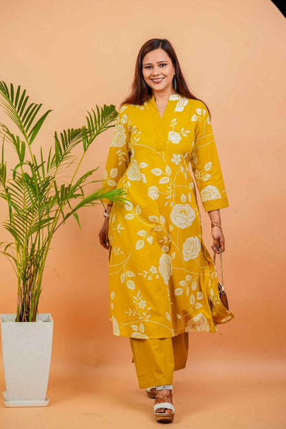 LYM- MUSTARD PREMIUM COTTON CO-ORD SET