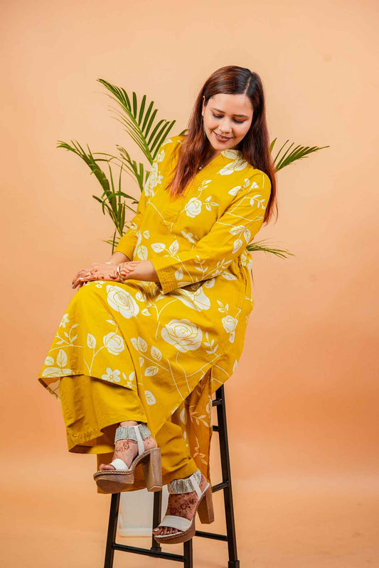 LYM- MUSTARD PREMIUM COTTON CO-ORD SET