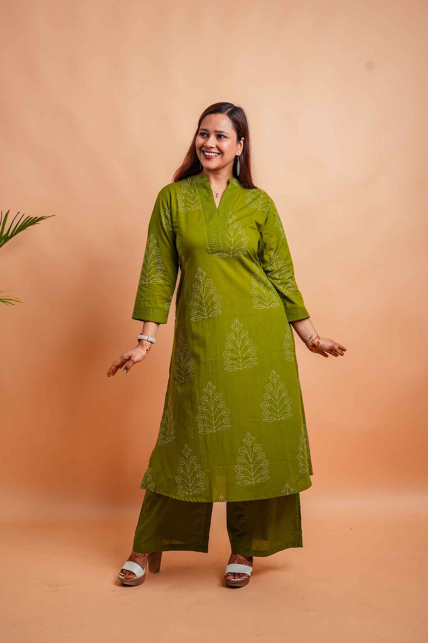 LEX- MEHENDI GREEN PREMIUM COTTON CO-ORD SET