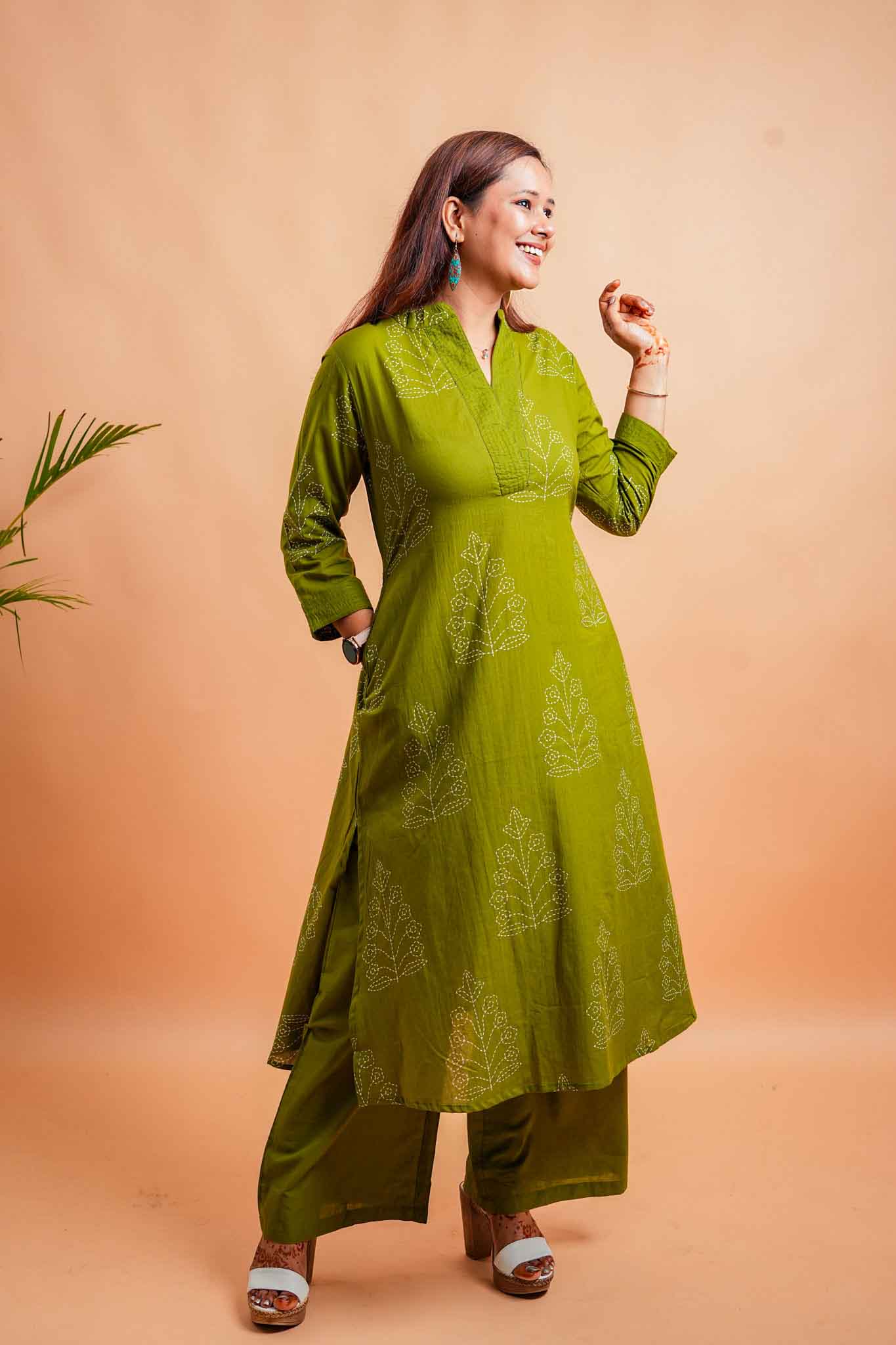LEX- MEHENDI GREEN PREMIUM COTTON CO-ORD SET