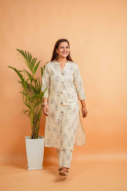 LAPI- NATURAL& BLACK COTTON FLEX CO-ORD SET