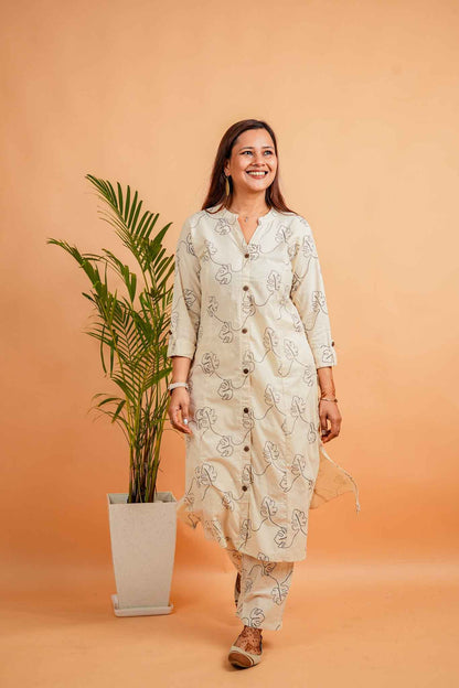 LAPI- NATURAL& BLACK COTTON FLEX CO-ORD SET