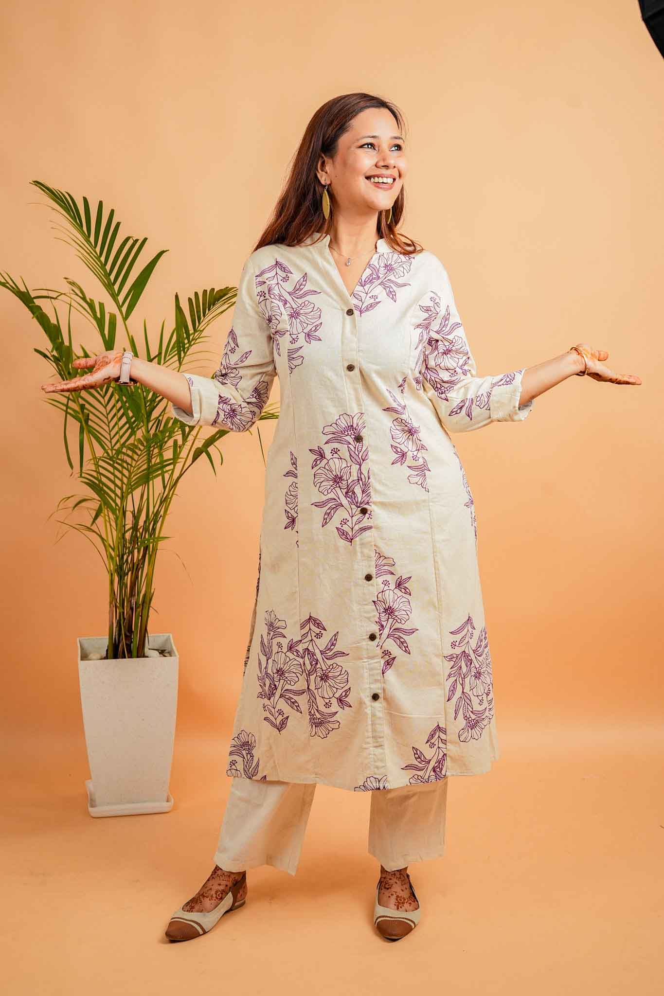 LUM- NATURAL&PURPLE COTTON FLEX CO-ORD SET
