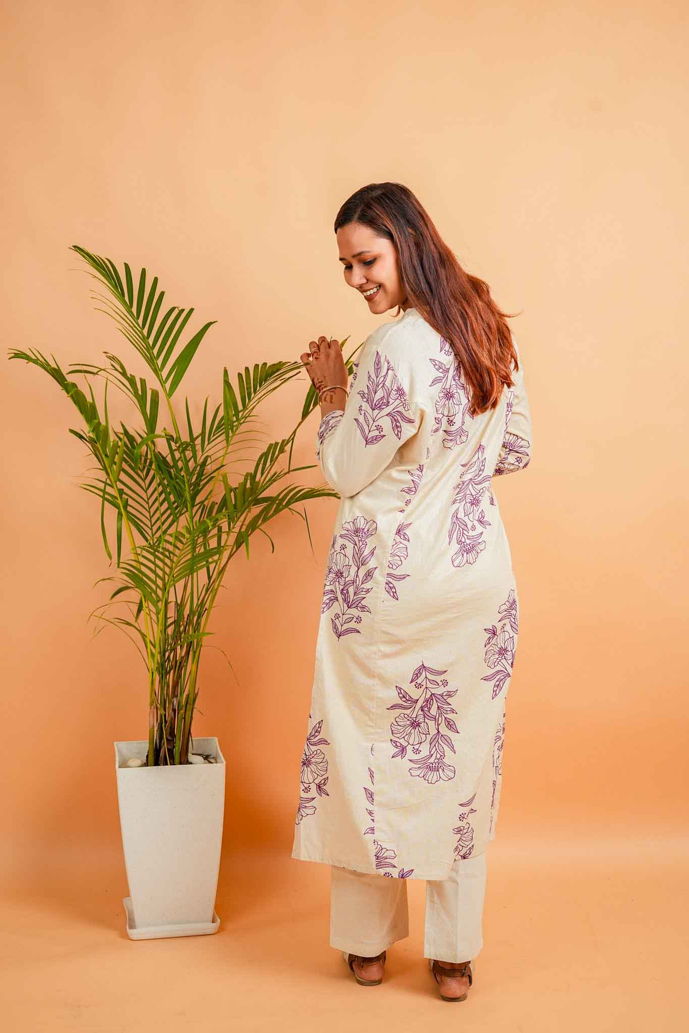 LUM- NATURAL&PURPLE COTTON FLEX CO-ORD SET