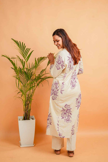 LUM- NATURAL&PURPLE COTTON FLEX CO-ORD SET