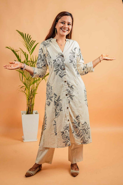 LIKA- NATURAL& BLACK COTTON FLEX CO-ORD SET