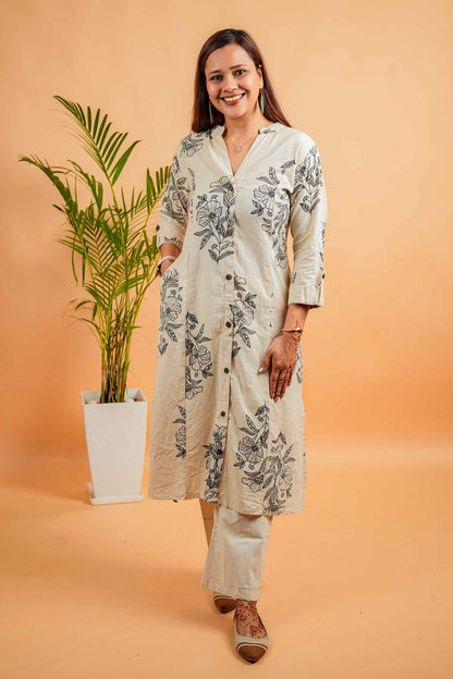 LIKA- NATURAL& BLACK COTTON FLEX CO-ORD SET