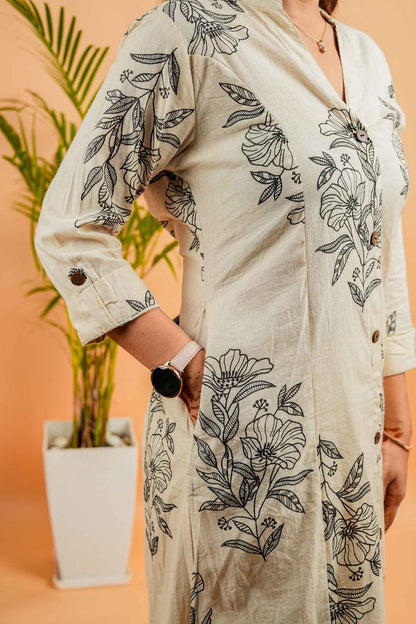 LIKA- NATURAL& BLACK COTTON FLEX CO-ORD SET