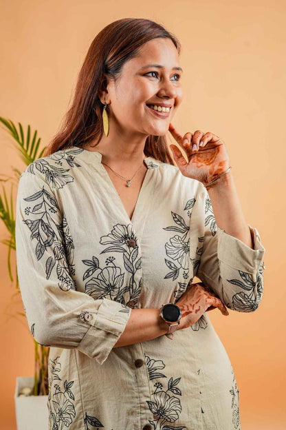 LIKA- NATURAL& BLACK COTTON FLEX CO-ORD SET