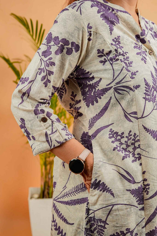 LISA-NATURAL& PURPLE COTTON FLEX CO-ORD SET