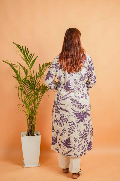 LISA-NATURAL& PURPLE COTTON FLEX CO-ORD SET