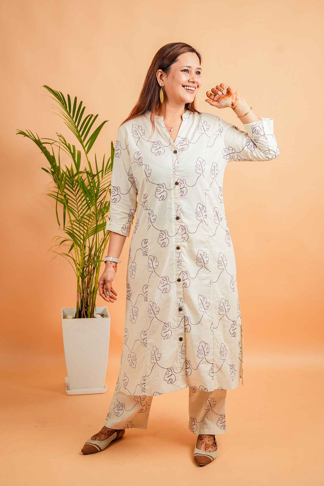 LIV- NATURAL & PURPLE COTTON FLEX CO-ORD SET