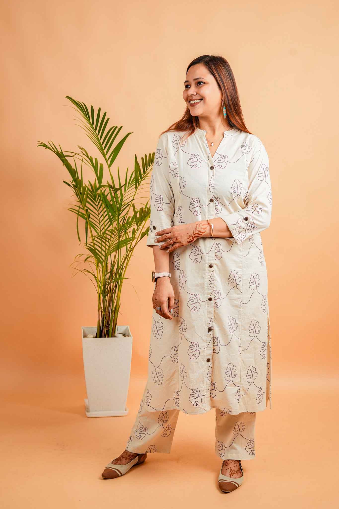 LIV- NATURAL & PURPLE COTTON FLEX CO-ORD SET