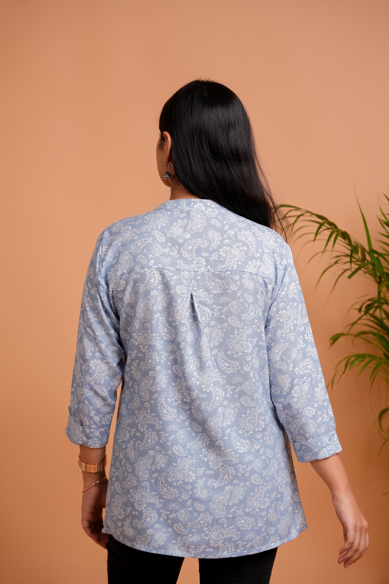 PAVITRA-POWDER BLUE RAYON TUNIC