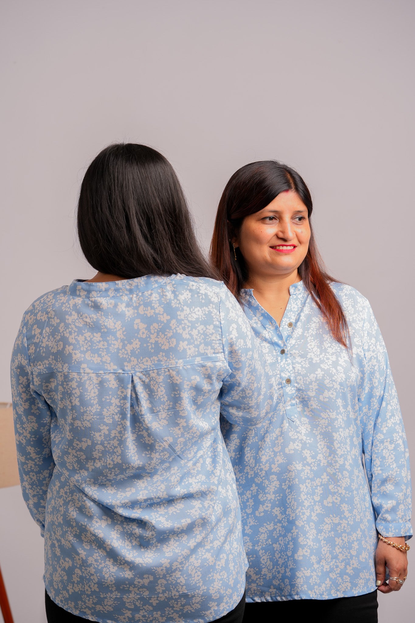 PAYAL-SKY BLUE AND WHITE RAYON TUNIC