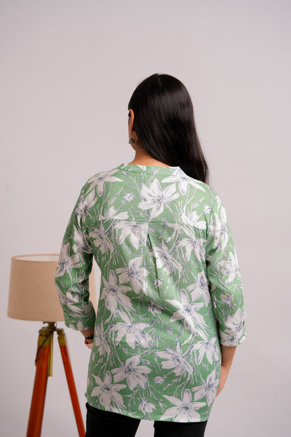 PAHAL-GREEN AND WHITE RAYON TUNIC