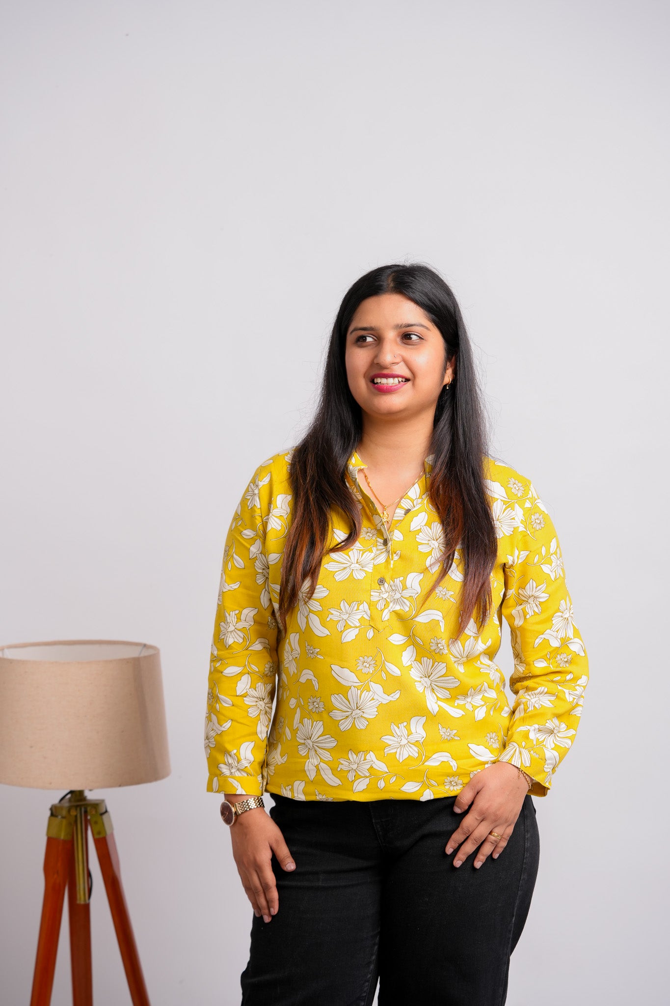 PRATIKSHA-CREAM AND YELLOW RAYON TUNIC