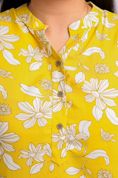 PRATIKSHA-CREAM AND YELLOW RAYON TUNIC
