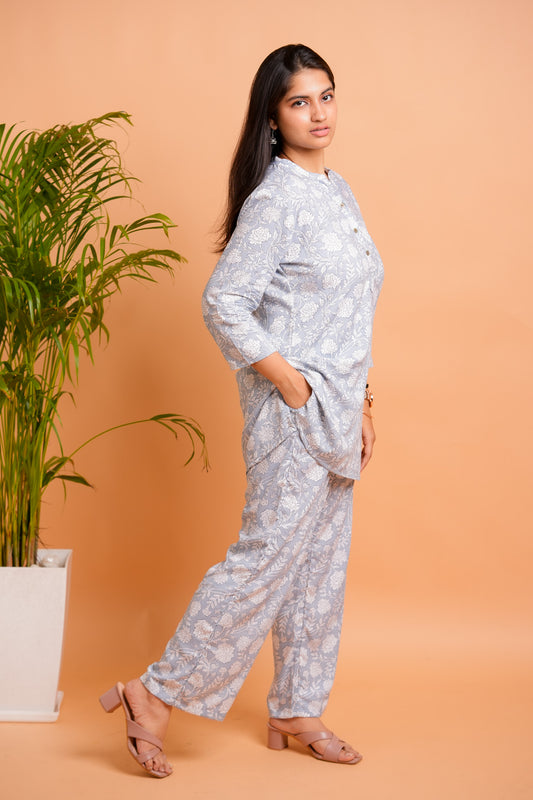 LOCHI- GREY AND WHITE CO-ORD SET