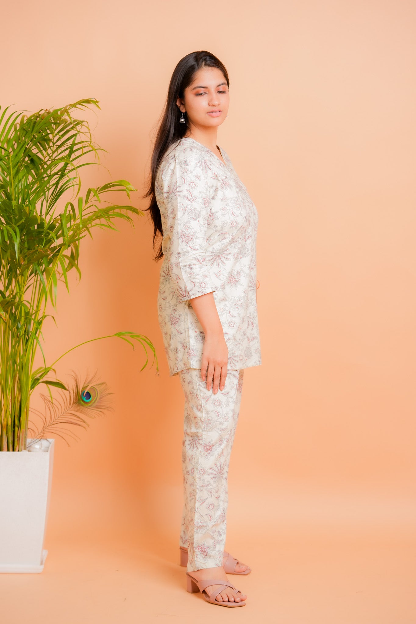 LAVI-CREAM CO-ORD SET WITH BOTANICAL PRINTS