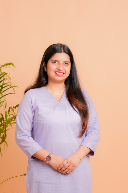 KOVI- LILAC V-NECK KURTA