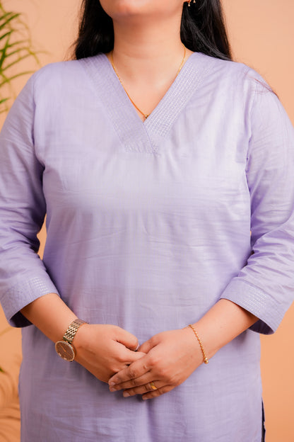 KOVI- LILAC V-NECK KURTA