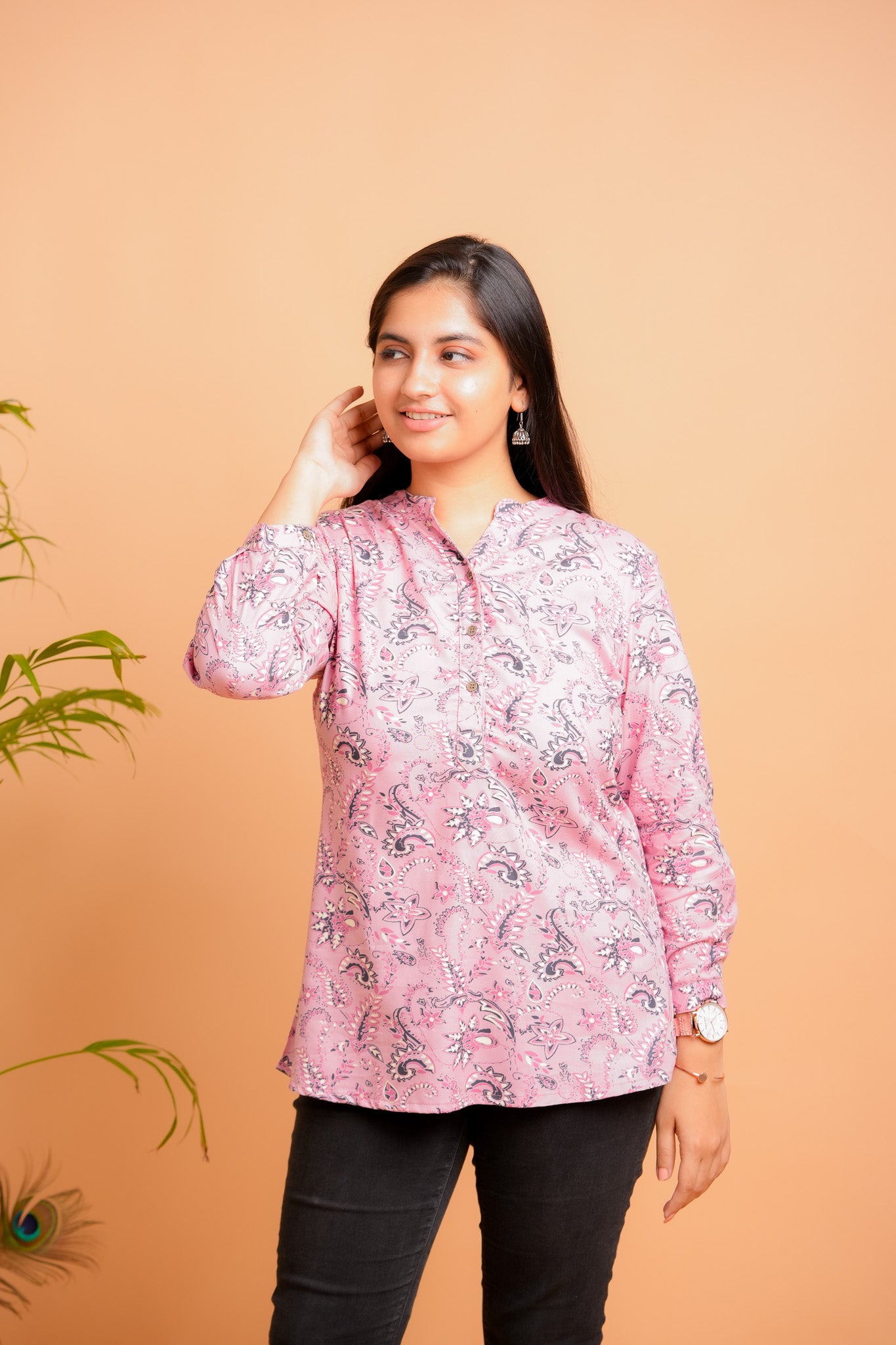 PAAHI-PINK RAYON TUNIC