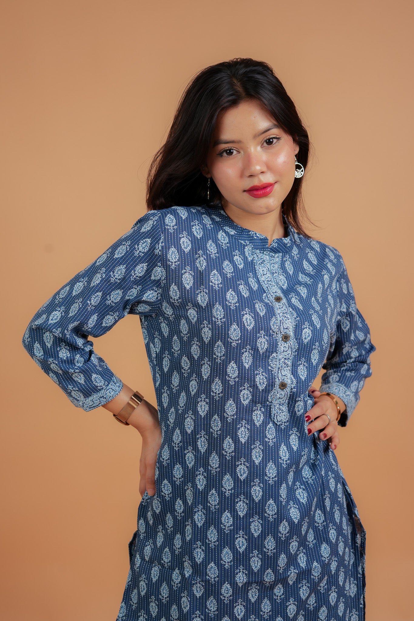 Kaakali-Indigo cotton katha kurta