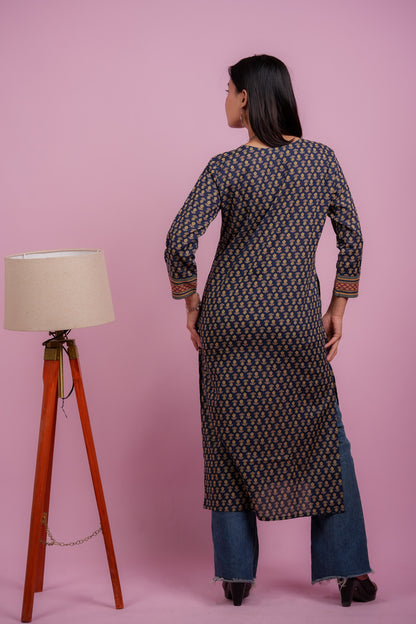 KAAMINI- NAVY COTTON KURTA