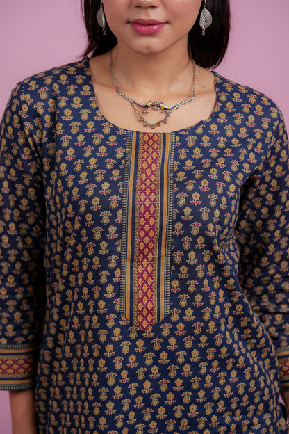 KAAMINI- NAVY COTTON KURTA