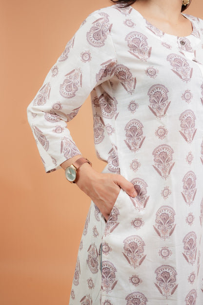 KARTHI- OFF WHITE COTTON KURTA