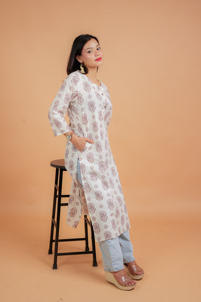KARTHI- OFF WHITE COTTON KURTA