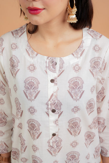 KARTHI- OFF WHITE COTTON KURTA