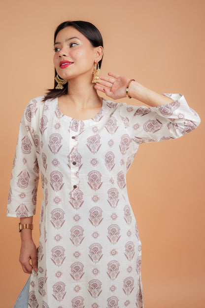 KARTHI- OFF WHITE COTTON KURTA