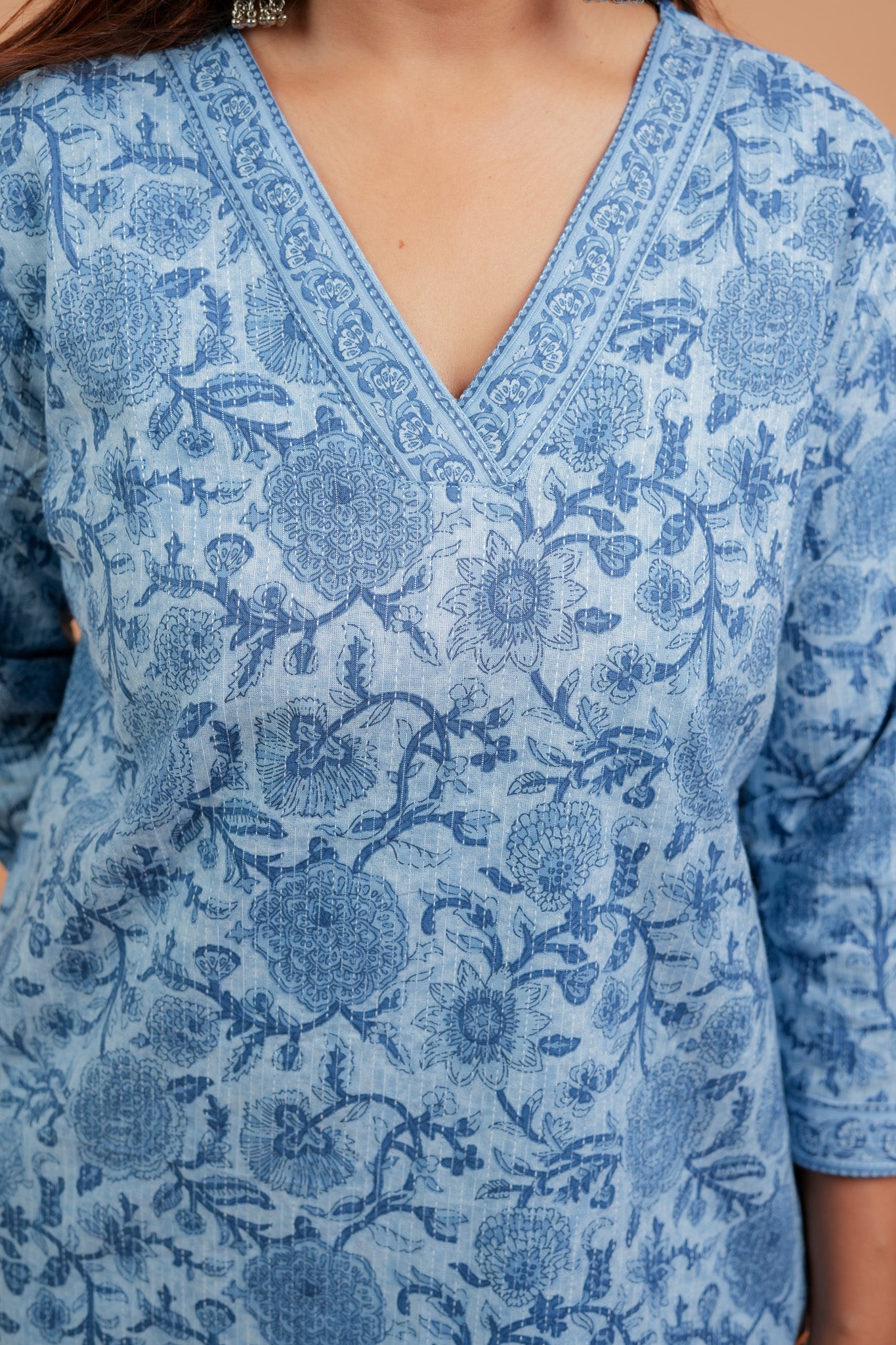 KASHIKA- INDIGO KATHA KURTA