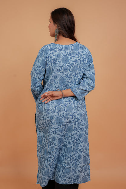 KASHIKA- INDIGO KATHA KURTA