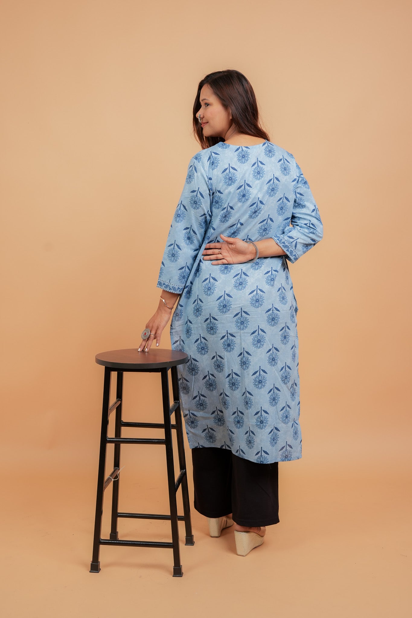 KAVEY- INDIGO COTTON BLOCK PRINT KURTA