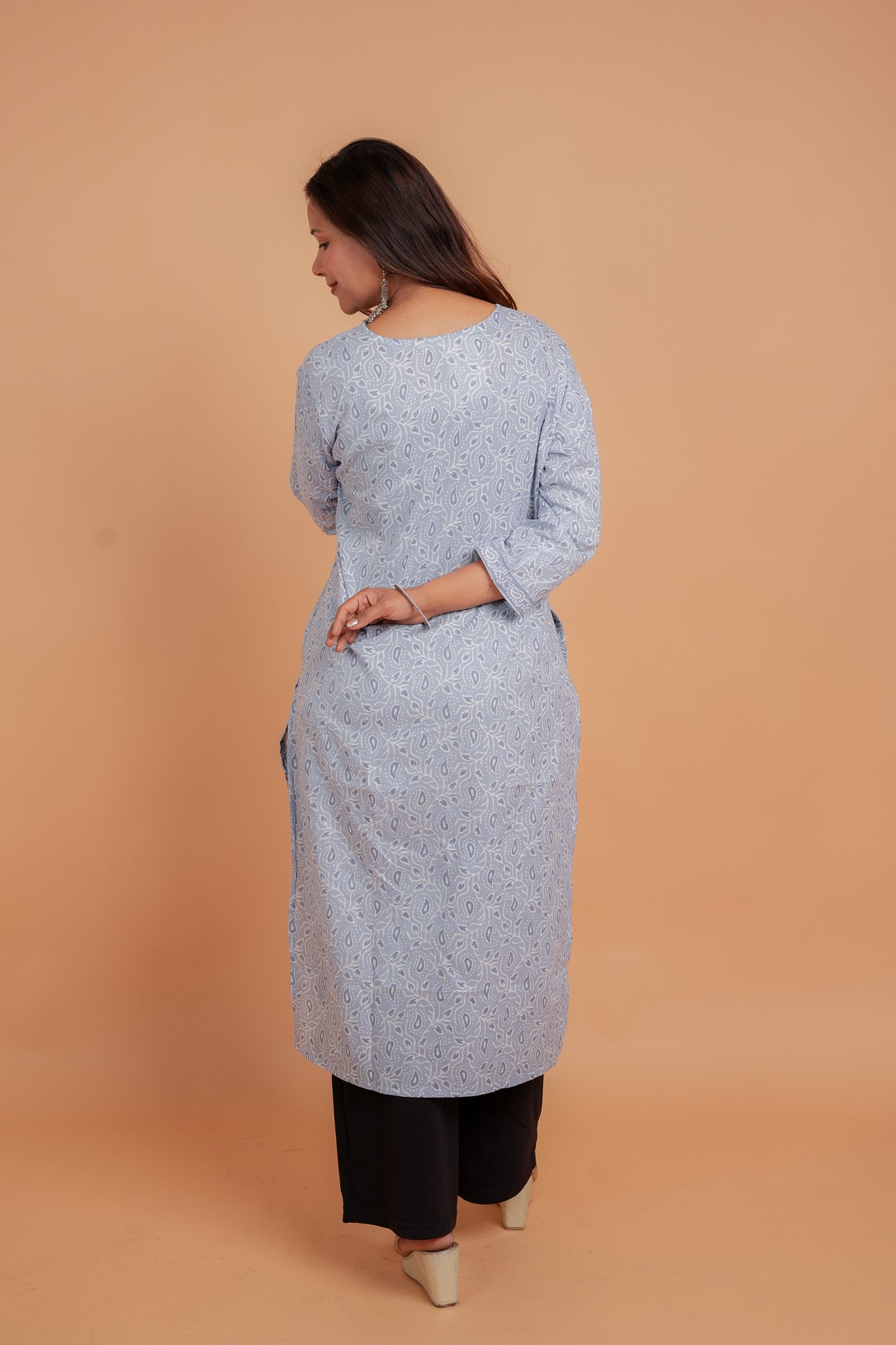 KAVIA- SOFT BLUE COTTON BOTANICAL PRINT KURTA