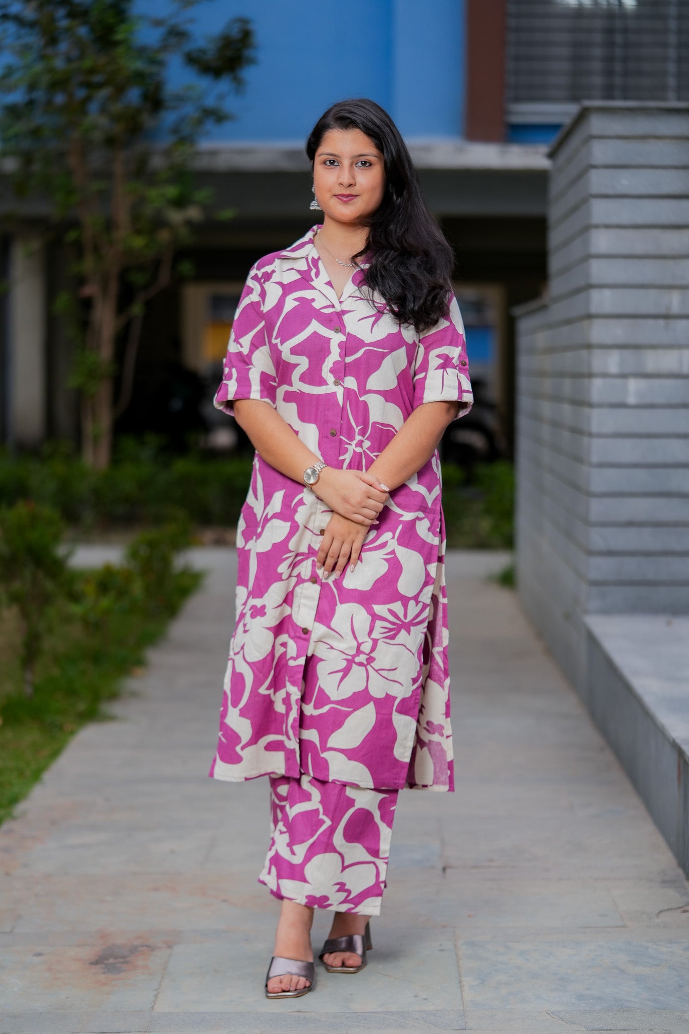 LABHA- PURPLE COLOUR CO-ORD SET WITH BAND COLLAR