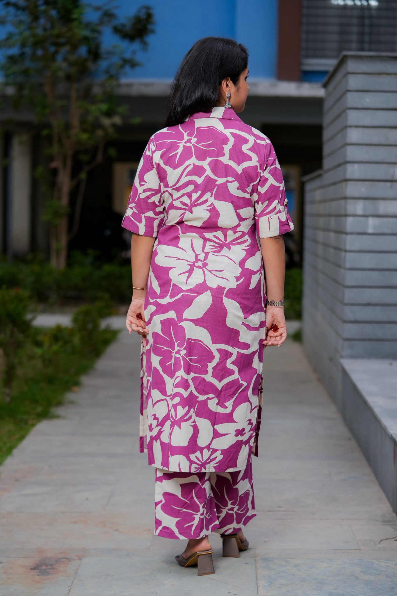 LABHA- PURPLE COLOUR CO-ORD SET WITH BAND COLLAR