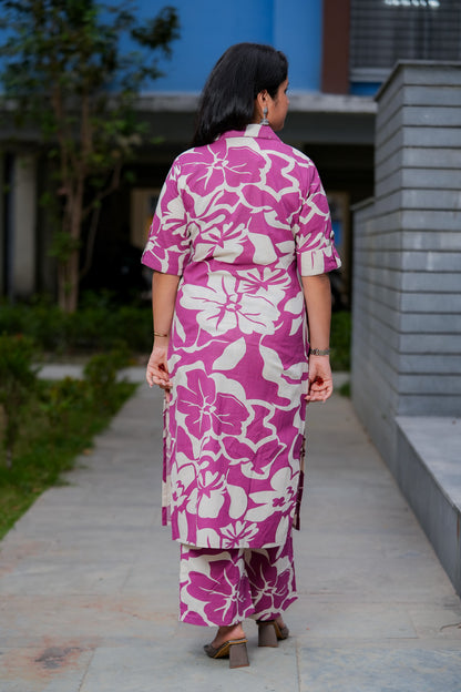 LABHA- PURPLE COLOUR CO-ORD SET WITH BAND COLLAR