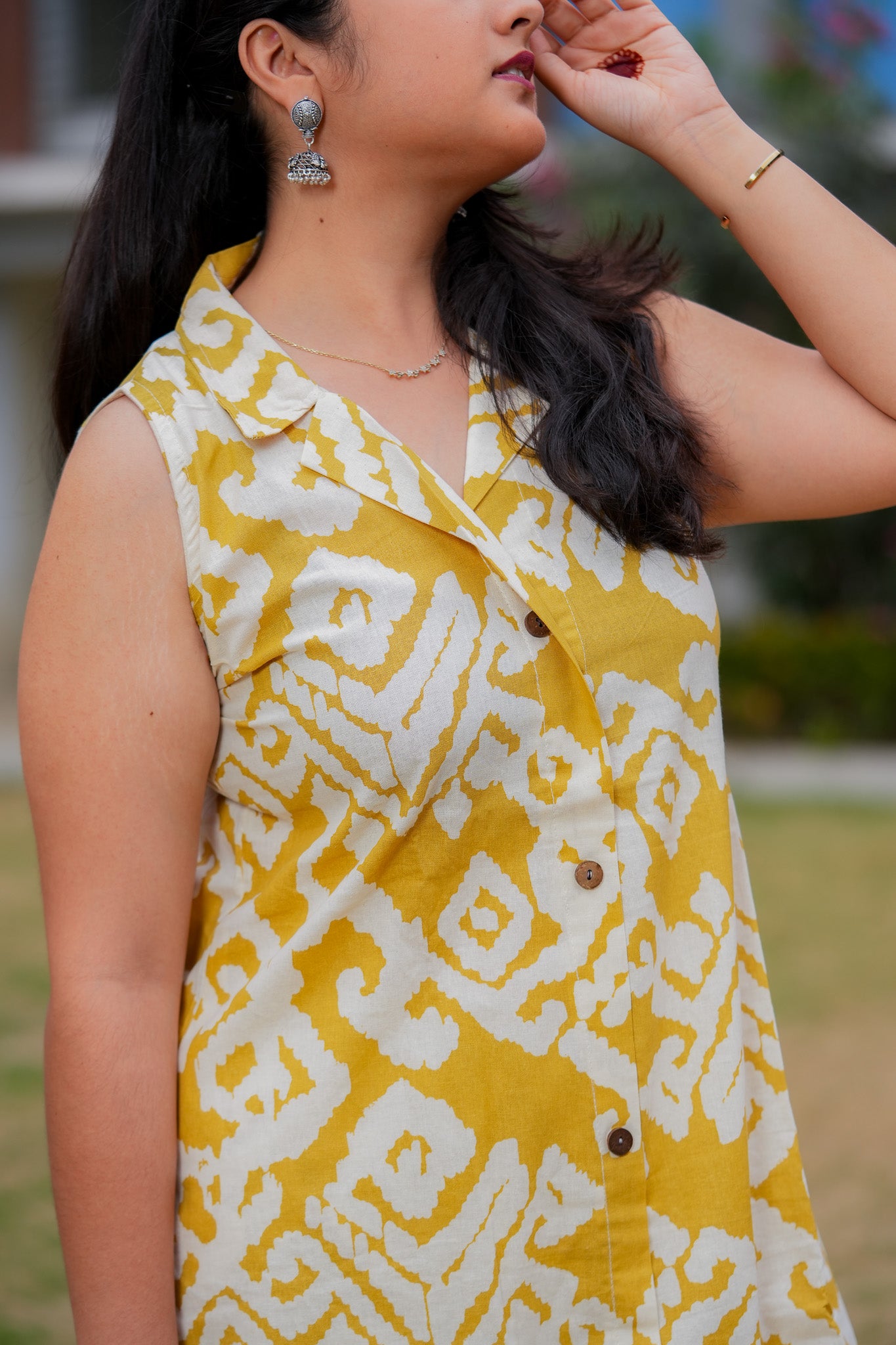 LAGVI - MUSTARD COLOUR CO-ORD SET WITH BAND COLLAR
