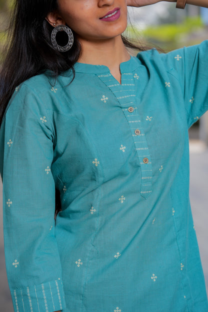 LAKIVA - HANDLOOM JUNGLE GREEN KURTA PANT