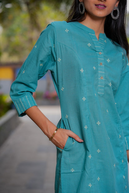 LAKIVA - HANDLOOM JUNGLE GREEN KURTA PANT