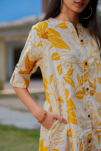 LASYA- MUSTARD COLOUR CO-ORD SET WITH BAND COLLAR