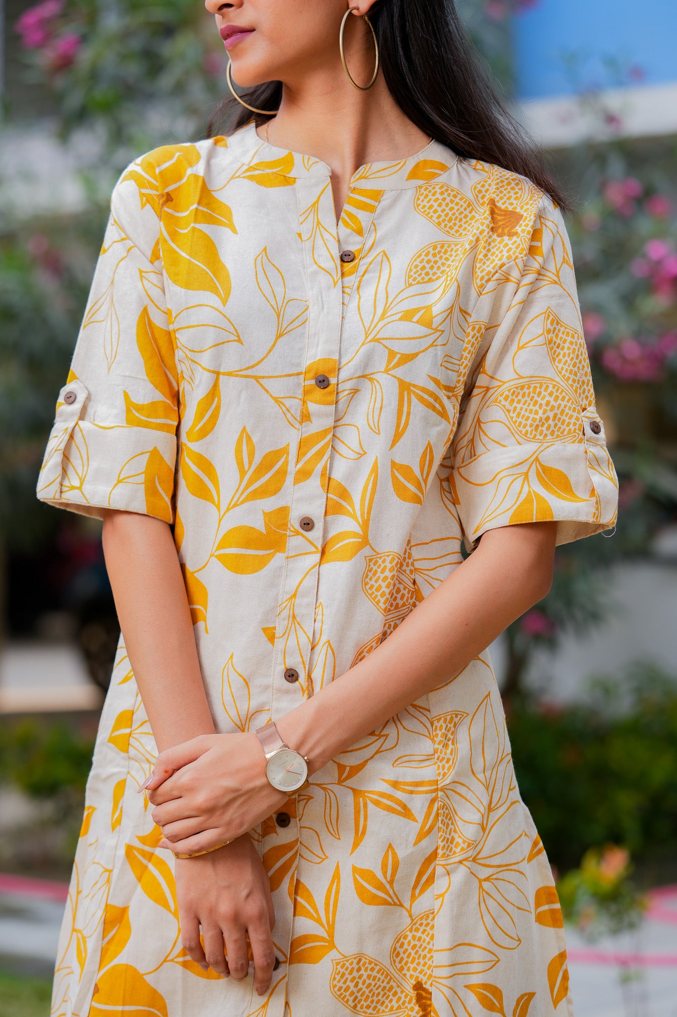 LASYA- MUSTARD COLOUR CO-ORD SET WITH BAND COLLAR