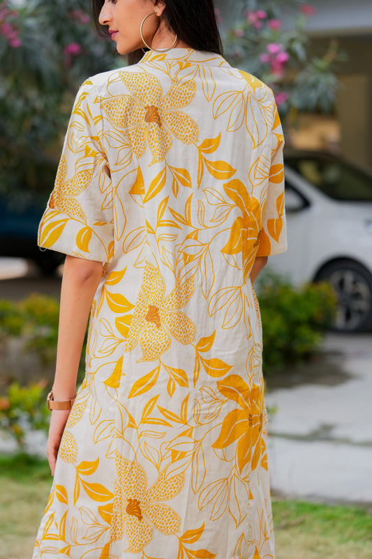 LASYA- MUSTARD COLOUR CO-ORD SET WITH BAND COLLAR