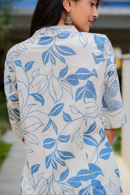 LATHYA - BLUE COLOUR CO-ORD SET WITH BAND COLLAR